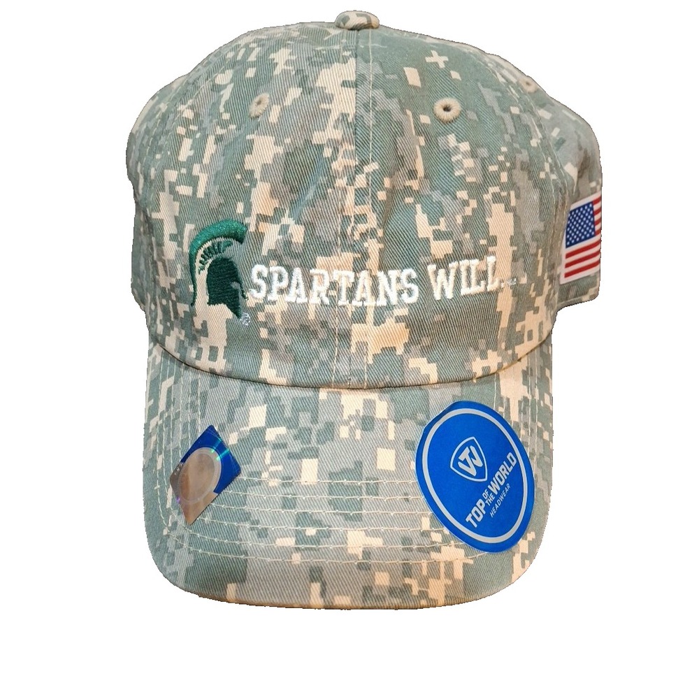 Michigan State Spartans Top of the World Digital Camo US Flag Hat One Size